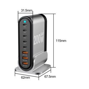 2024 New Products 200w 100w Univasal Usb-c Pd Type C Port Fast Gan Chargers