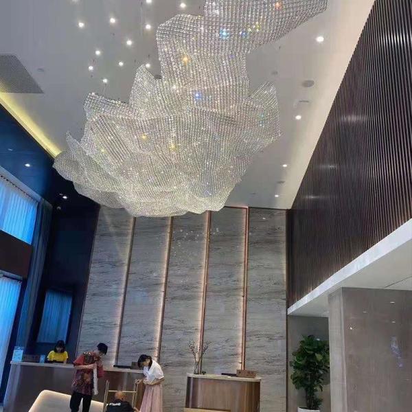 Modern Wave Crystal Chandelier Extra Large Crystal Chandeliers For High Ceilings