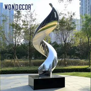 Outdoor Park Large-Scale Abstract Metal Landscape "Flowing Light Rhythm - Mirror