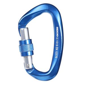 Black Oxide Coated Coating Aluminum Carabiner 25KN D Shape Flat Hook for