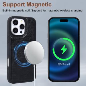 PU Leather Phone Case Magsafe Wallet Card Holder For IPhone Samsung