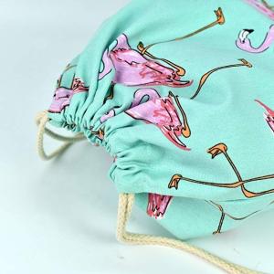 Canvas Flamingo Woven String Bag Non Toxic Solid Color Image Carrier Ecological
