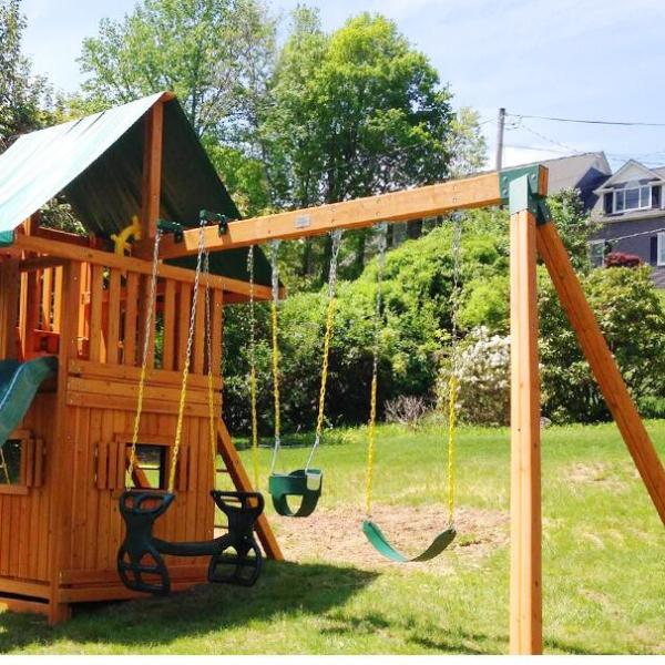 Stable and Sturdy Green Coated A-Frame Swing Set Bracket for 2 4x4 Legs and 1