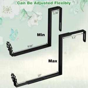 Adjustable Planter Box Brackets for 6''-12'' Depth Flower Boxes in Modern Design