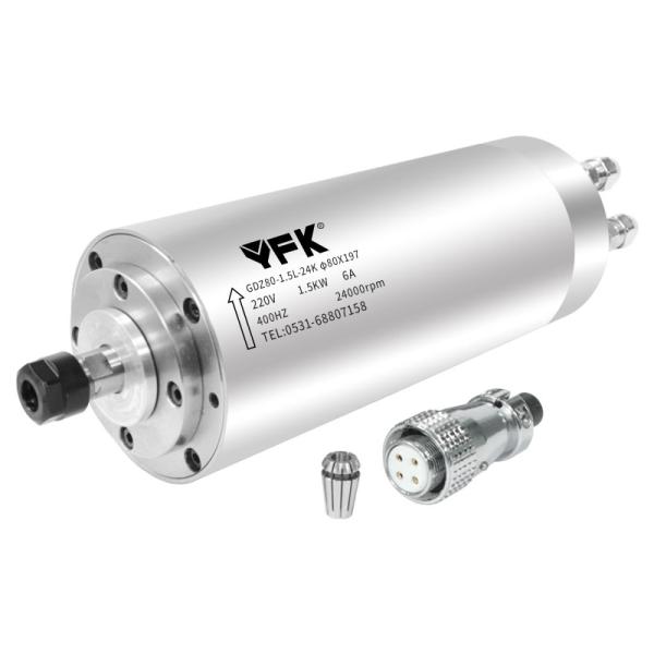 YFK GDZ 1.5KW ER11 ER16 Diameter 80 Water-Cooled Spindle Motor for Manufacturing