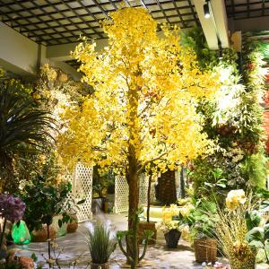 Cheap Shopping Mall Artificial Ginkgo Tree Autumn Yellow Looking Real Natural Floor Tree for sale