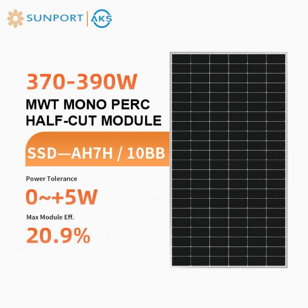 Quality Sunport C6 III MWT Mono Half Cut Solar Cell Module Panel Array Eff. 20.9% 370w 375w 380w 385w 390w wholesale