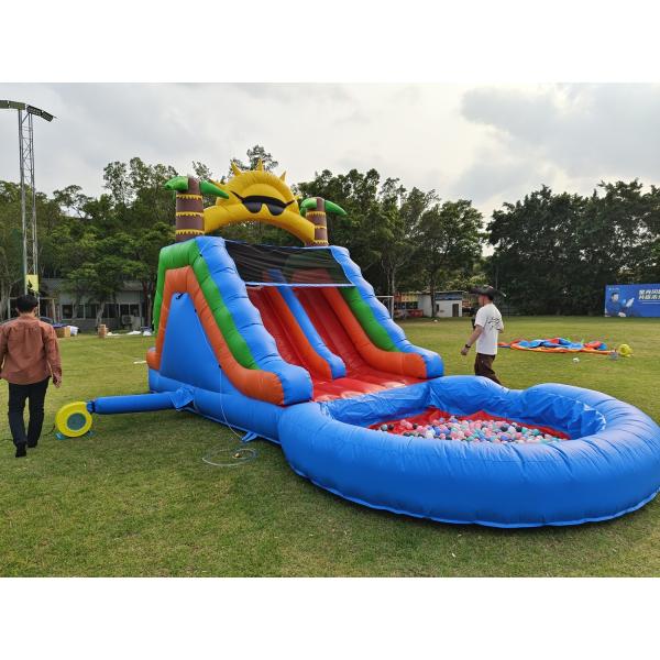 Double Lane PVC Inflatable Water Slide Combo With Pool Obstacle Climb Inflatable Pool Slides
