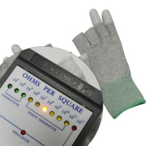 Polyester Antistatic ESD Gloves 3 Fingers Half Work PU Coatd For Industry