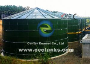 Cheap Dark Green Glass Fused Steel Tanks For Biogas Digester , CSTR , AF With Biogas Holder Storage Double Membrane System for sale