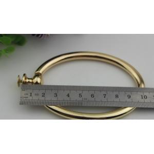 Unique fashion handbag hardware light gold metal circle handle for tote bag