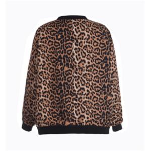 Leopard Printed Ladies Stylish Coats Anti Shrink Thick Long Sleeve Simple Design