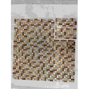 Beveled Edge Crystal Glass Mosaic Brown Golden Gradient Mixed Color For Wall