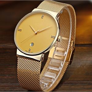 3ATM Luxury VJ42B Movement Quartz Rose Gold Watch With SS Strap