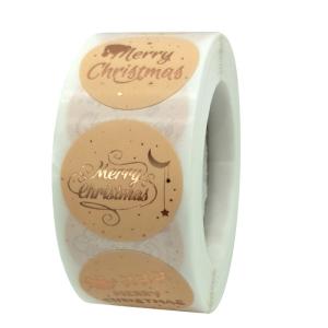 Printed Round Sticker Labels Christmas Custom Gold Foil Circle Stickers