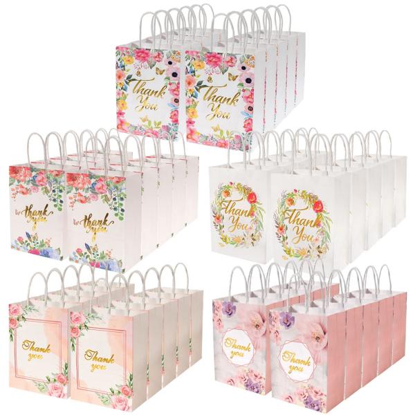 Customized Logo Kraft Paper Bags with Hand Length Handle and Thank You Gift Carrier