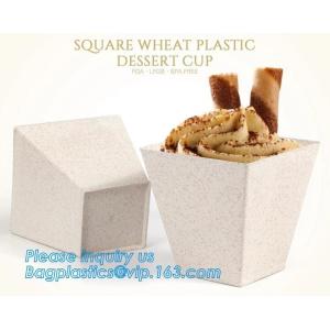 Wheat straw Compostable HEXAGON shape dessert cup,square wheat plastic dessert