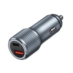 48W Dual-Port USB-C Car Charger, 12-24V DC Input ABS+PC Fireproof