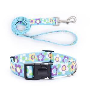 Custom Leather Dog Collars And Leashes Set Striped Harness Collar Leash Set
