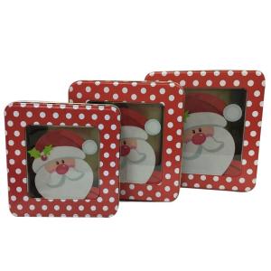 Holiday Tin Box with Window Michael Tins Wedding Favor Tins Square Cake Tins