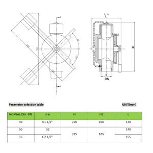 BRONZE SOUNDING SELF CLOSING VALVE OF SEWAGE TANK DN65 CB / T3778-99