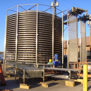 Customized Cooling Spiral Belt Freezer , New Automatic Stainless Steel Vertical