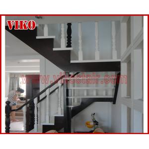 Solid Wood Staircase VK96S Beech Handrail Tread Beech ,Railing tempered glass,