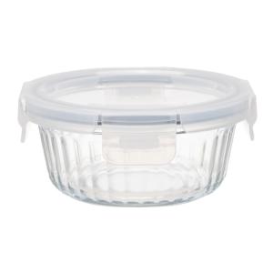 Striped High Borosilicate Glass Food Container with PP Lid