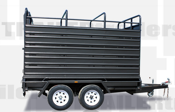 Quality 8x5 / 12x6 Stock Crate Flat Top Tandem Box Trailer With 4 Ways Rear Gate wholesale