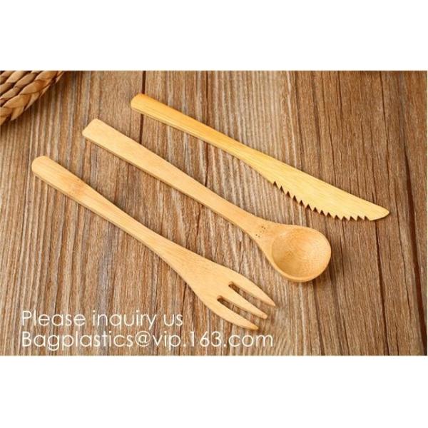 Disposable Catering Bamboo Party Spoon Natural Bamboo Knife And Fork Honey Spoon