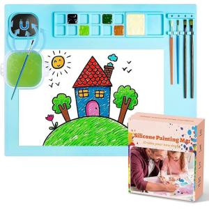 19.7"×15.7" Silicone Craft Mat With Cup And Brush Cleaner Tool For Art Clay Play