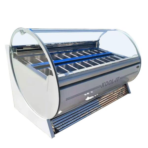 Quality 20pan refrigerated case ice cream cooler curved glass gelato display freezer case with CE/ETL wholesale