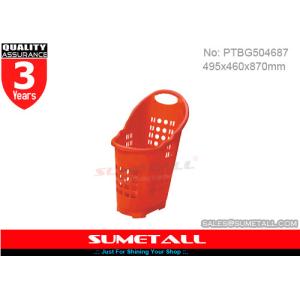 China Supermarket / Grocery Store Plastic Shopping Baskets With Three 2.5 Inch PU Wheels on sale
