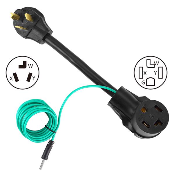 1 Outlets 1FT NEMA 10-30P to 14-30R Dryer Adapter 30A 250V SJTW 10AWG 3C 3 Prong to 4 Prong Dryer Plug Adapter With Green Ground Wire