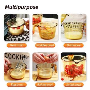 IKOO High Borosilicate Glass Measuring Cup Set with Easy-to-Read Markings Curved