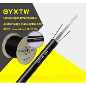 China Outdoor GYXTW Fiber Optic Cable 2~24 Core Single Mode Armored Central Loose Tube for Aerial and Duct Installation on sale