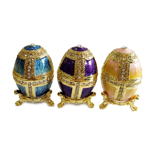 Hollow Faberge Egg Jewelry Easter Egg Trinket Box Crafts Russian Easter Metal Rhinestones Faberge Egg Jewelry Box