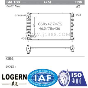 Auto Cooling System GM Aluminum Radiator For Vue 04-07 Dpi 2798 OEM 15821838