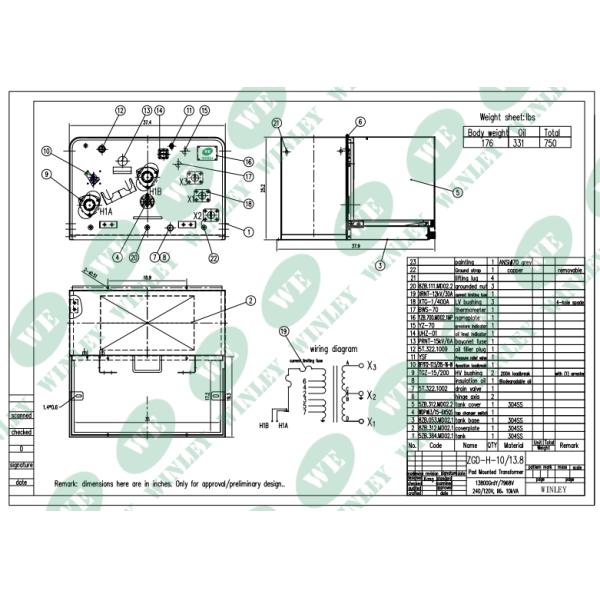 304 Stainless Steel Tank 10Kva Single Phase Pad mounted Transformer 13.8KV To 240V120V Power Distribution Transformer UL Listed