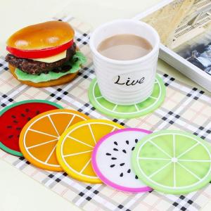 CM-009 Fruit Slice Silicone HEATER Coaster,Colorful Non-Slip Table Cover Pad Cup