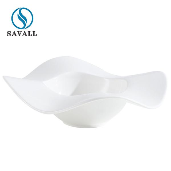 Quality Wavy White Porcelain  Tableware Unique Pretty Cream Pasta Bowls wholesale