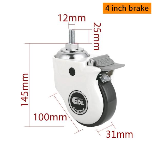 Quality 4 Inch TPU Medical Caster Wheels 130kg Load Capacity wholesale