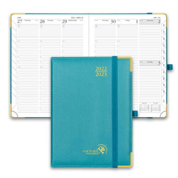 Weekly Planner 2023-2023 Donau Blue Vertical Hourly Schedule Ivory Paper And