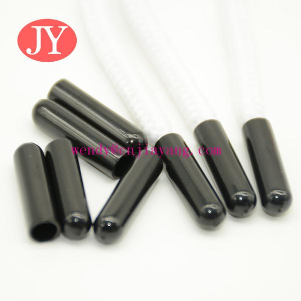 plastic glossy black color plastic shoelace head end cap shoelace tips