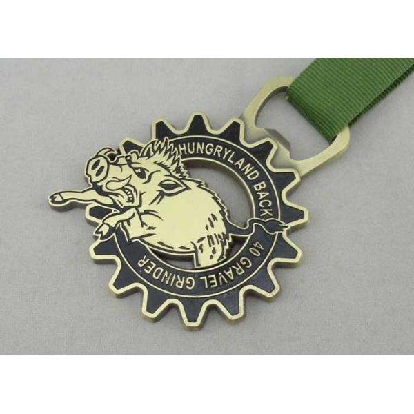 Hungry Land Ribbon Medals Zinc Alloy Material With Soft Enamel and Antique Brass