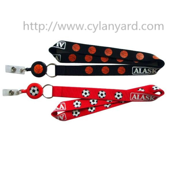 Retractable pull badge reel lanyards, polyester lanyard with badge reel,