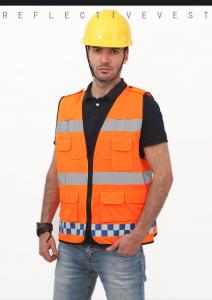 Cheap 100%Polyester Worker Orange Vest Reflective Safety Vest Flame Resistant Hi Vis Vest For Personal  Safety for sale