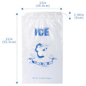 10Lb LDPE Plastic Ice Bags With Drawstring Closure