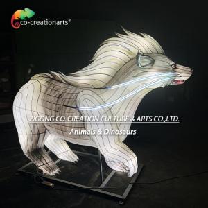 Cheap Futuristic White Badger Lantern Sculpture With LED Mohawk Crest &amp; Dragon Tail for sale