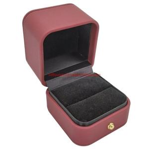 Portable Rigid Cardboard Wedding Ring Gift Box With Golden Brim And Clamshell